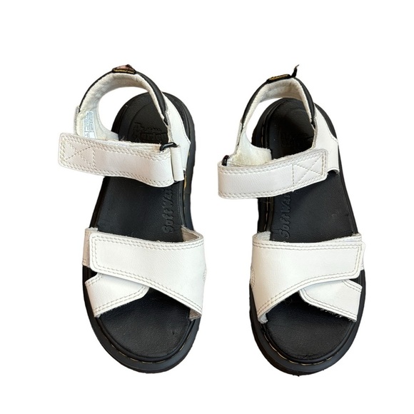 Dr. Martens JUNIOR VOSSIE LEATHER SANDALS US Size 1 EU 32 Hook & Loop White - Picture 2 of 13